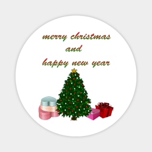 merry christmas and happy new year Magnet